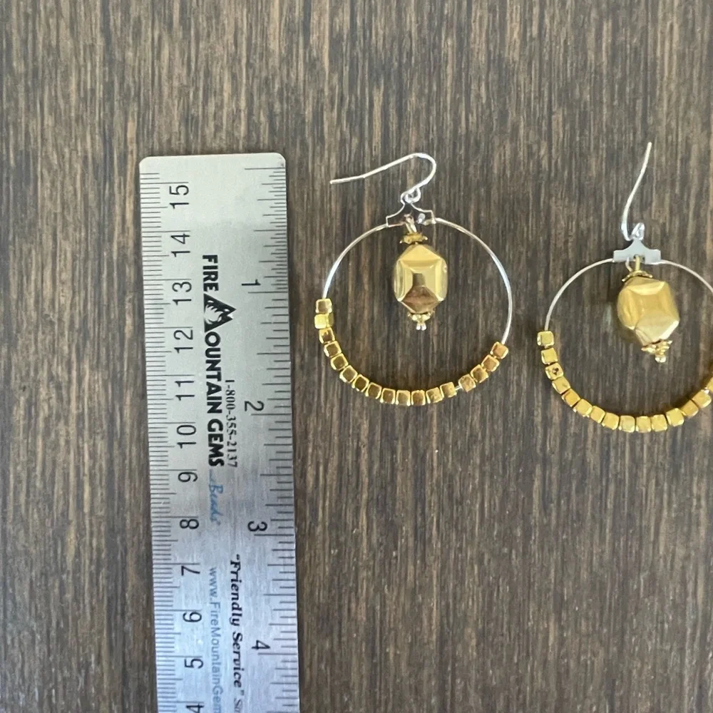 HAND CRAFTED EARRINGS Silver Hoops Goldtone Focals Gold Plated Cubes Statement